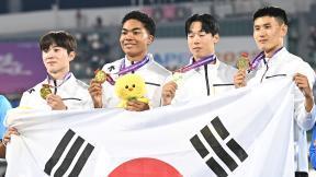 男 400ｍ계주 대표팀, 38초49 한국기록 세우며 亞육상선수권 우승